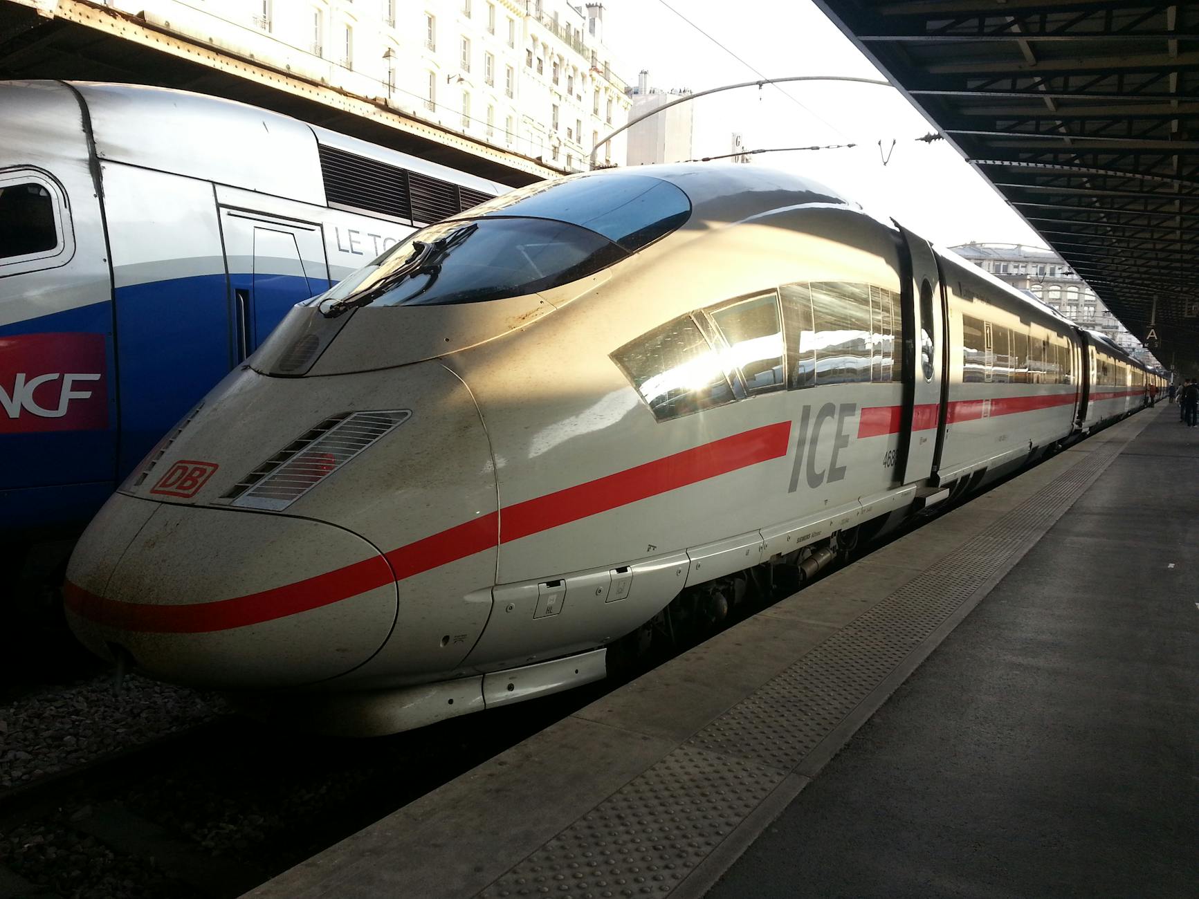 high speed ice train at a station platform